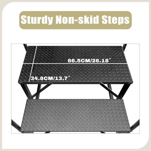 Step Ladder, 6 Step Stool with Handle, Heavy Duty Pool Ladder Above Ground 660Lbs, Camper Steps Outdoor Steps RV Stairs for Reaching High, Portable Home Stairs for Travel Trailer