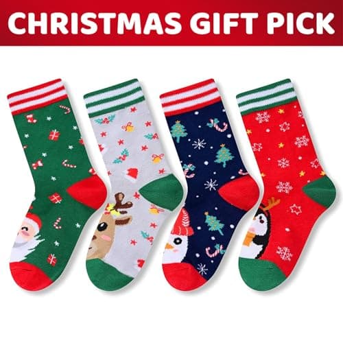 HAPPYPOP Christmas Socks for Kids Adult - Xmas Socks Stocking Stuffers for Boys Girls