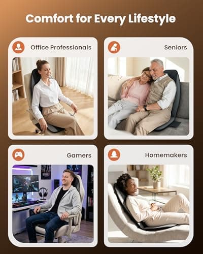 CILI Vibration Massage Chair Pad, Quiet Back Massager for Office Chair, Sofa & Recliner, Independent Graphene Heat & Massage Control, Fathers Day Gift for Back Pain Relief (Vibration Only)