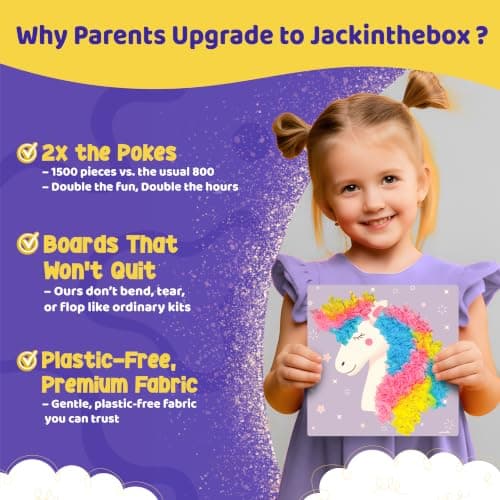 1500 fabric pieces, 6 thick boards, arts and crafts activities, birthday gift ideas, 4 5 6 7 8 years old kits, unicorn gifts Jackinthebox Poke Art Magical Flower Pressing Craft Kit for Girls, Ages 4-8 B0D839DLTL