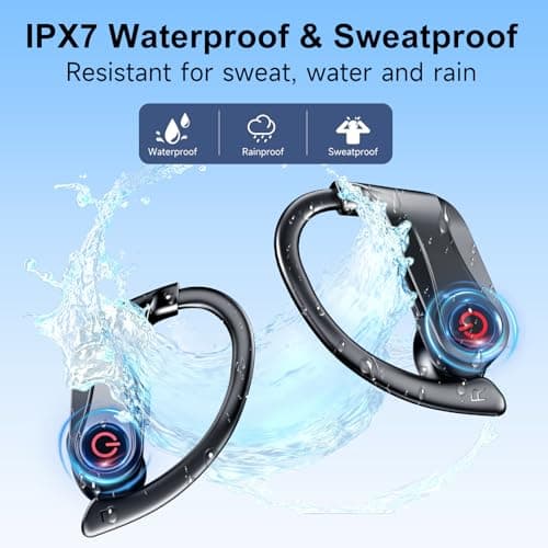 EUQQ True Wireless Earbuds, 2026 Sport Bluetooth 6.1 Headphones with Microphone 120H Playtime Dual LED Display Case, Noise Canceling Ear Buds with Easy Button Controls Sweat and Water Resistant Black