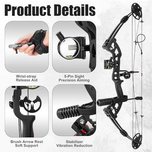 Compound Bow Kit Adjustable for Outdoor Use & Target Practice, 30-70lbs Archery Set with Carbon Arrows and Accessories