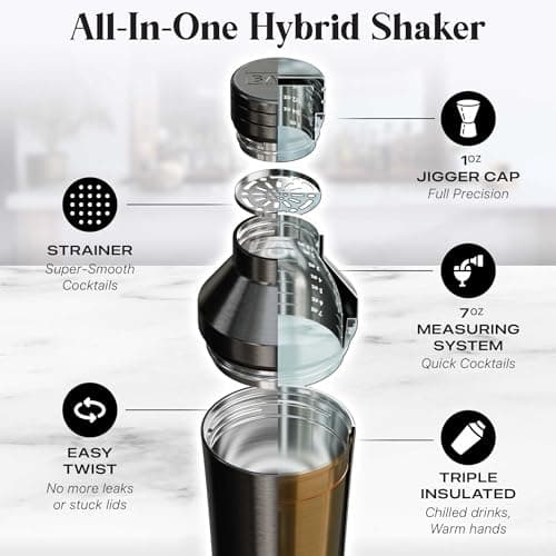 BARE BARREL 27oz Martini Shaker | Built-in Drink Measure System & Strainer, TravelBag, Recipes | Home Bar Bartending Gift Set Insulated Cocktail Shaker | Vacuum Double Wall Stainless Steel (Slate Gray) B0GJG62Q5S