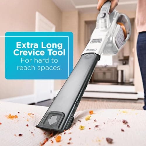 BLACK+DECKER Dust Buster Hand Held Vacuum Cordless Rechargeable, Portable Vacuum for Car, Extended Runtime, Powerful Suction, Extra Long Crevice Tool, AdvancedClean+ (HHVK320J10)