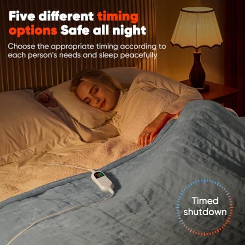 10 Heat Levels 1/2/4/6/8 Hours Auto-off,Sherpa Soft Cozy Warm Blanket,House Warming Gifts for Grandma Grandpa, Dove Grey greenoak Heated Blanket Electric Throw Heating 50"X60",Gifts for Women B0H5K4MBXB