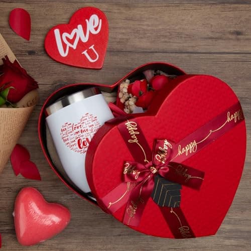 Mothers Day Gifts Mom Gifts Birthday Gifts Box for Girlfriend Wife Lover Valentine's Day Gifts for Women Heart-shaped Red Rose Love Gift Basket Love You Present Wedding & Engagement Anniversary Roman B0CP3X9LDL
