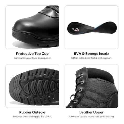 NORTIV 8 Men's Waterproof Tactical Work Boots Leather Outdoor Hiking Military 6 Inches Motorcycle Combat Boots