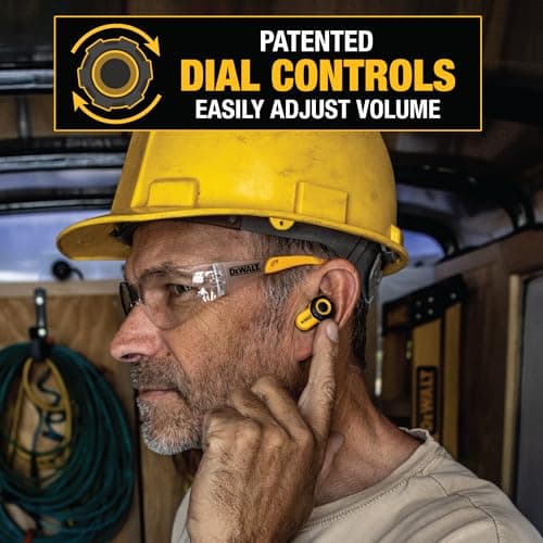 DEWALT Heavy Duty Bluetooth Jobsite Pro X2 ANC True Wireless Earbuds, Active Noise Cancelling Work Earbuds, Turn Dial Controls, 10Hr Runtime (40+ w/Case), 4 EQ Modes, IP54