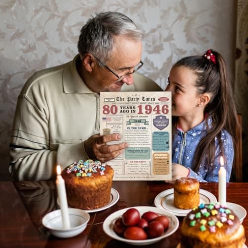 80th Birthday Card Gifts for Men Women, Retro Gifts for 80 Year Old Man Woman, 80th Birthday Decorations for Grandpa Grandma