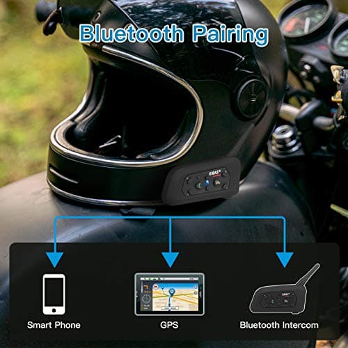 EJEAS V6 Pro Motorcycle Helmet Bluetooth Intercom, 2-Way 1200M Motorcycle Bluetooth Headset Universal Communication System with Noise Cancellation and Waterproof for Dirt Bike/ATV/Snowmobile (2PCS)