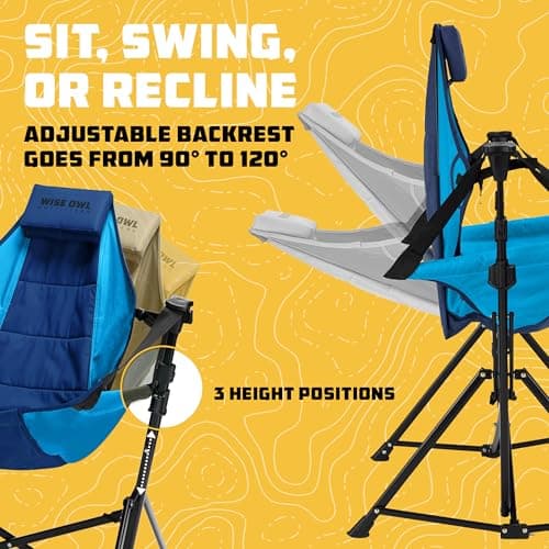 Wise Owl Outfitters Hammock Chair for Adults – Comfortable Portable Folding Rocking Camping Chair with Carry Bag – Great for Lawn, Campsite & Outdoors
