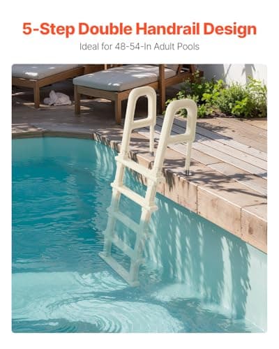 VEVOR Swimming Pool Ladder, 75°Inclined 5-Step Double Handrails Stair, Non-Slip Heavy Duty Steps, Load Capacity 300 lb, for 48-54 in Inground & Above-Ground Pools of Any Deck Surface Indoor & Outdoor