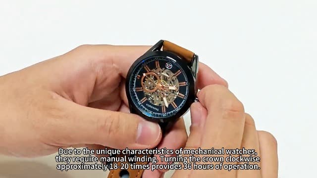 GLEIM Gute Mens Watches, Mechanical Skeleton Automatic Self-Winding Steampunk Watch for Men, Casual Clock Brown Leather Wrist Watch