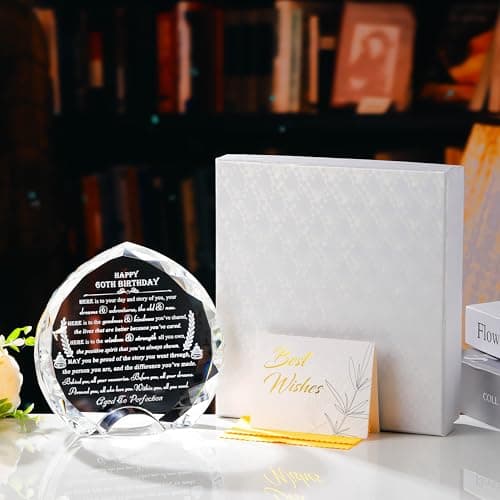 60th Birthday Gifts for Women Men - Crystal Heart Personalized 1964 60 Year Old Present for Her Him - Happy Birthday Gift Ideas for Mom Dad Unique