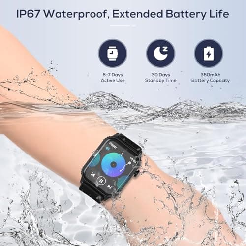 TRAUSI TRAUSI Smart Watches for Women Men, 1.83" HD Smartwatch with 110 Sports Modes, IP67 Waterproof, Bluetooth Call and Music Control；Heart Rate and Sleep Monitor (Black)