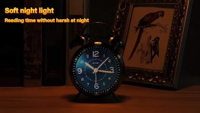 Peakeep Loud Alarm Clock for Heavy Sleepers Adults, Metal 4.5 Inches Twin Bell Battery Operated Analog Alarm Clocks for Bedrooms Decoration (Jewel Blue)