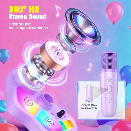 Stand Karaoke Machine for Kids, Christmas Singing Toys Gifts for 3 4 5 6 7 8 Year Old Girls Boys, Rechargeable Kid Microphone Bluetooth Speaker with 2 Mic for Girl Age 4-6 Toddler Birthday Party Toy B0G6LBYTJ2