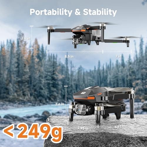 PLEGBLE Drones with Camera for Adults 4K, FPV Beginner Drone with One Key Take Off/Landing, Emergency Stop, Brushless Motor, 2 Batteries 30 Mins Flight Time, Under 249g, Toys Gifts for Teen Boys Kids