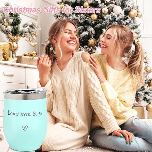 Sisters Gifts from Sister - I Love You Sis-Christmas Gift Birthday Gift for Sister - Sisters Gifts - 12oz Coffee Tumbler for Besties, Girls(Mint)