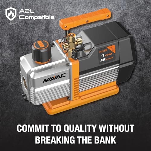 NAVAC Dual-Stage HVAC Vacuum Pump – AC Motor with Forced Oil Circulation, Oil-Mist Filter, 15 Micron Ultimate Vacuum, Pro Series