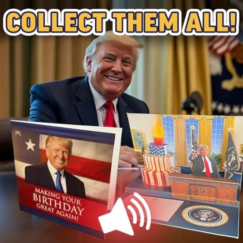 OUR FRIENDLY FOREST Talking Trump Birthday Card with Authentic Voice - Presidential Theme Birthday Greeting for Men & Women (Red)
