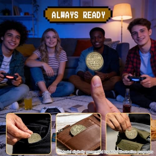 One More Game or Go to Sleep Gamer Decision Coin, Gifts for Gamer Boyfriend, Husband, Men, Gaming Accessories for Men, Game Gifts for Christmas, Valentine's Day, His Birthday B0G3PJT54G