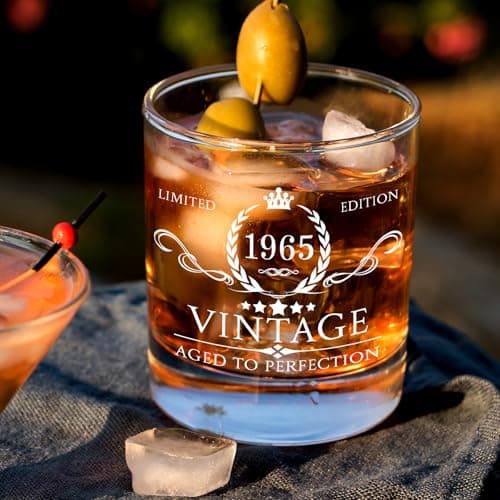 AOZITA 60th Birthday Gifts for Men - 60th Birthday Decorations for Men, Party Supplies - 60th Anniversary, Bday Gifts Ideas for Him, Dad, Husband, Friends - 11oz Whiskey Glass