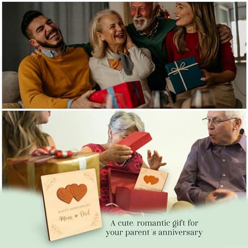 Happy Anniversary Card for Parents - Wood Parents Anniversary Card Gifts from Daughter Son, Wedding Gifts Anniversary for Parents, Anniversary Cards Gift for Mom and Dad