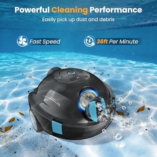 Y10 Cordless Robotic Pool Cleaner, Automatic Pool Vacuum - Ultra Long Battery Life, Powerful Suction, Self-Parking, Lightweight for Above/Inground Pools Up to 65ft/1100 Sq.Ft (Obsidian)