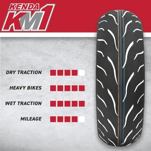 Kenda KM1 (KM001) 120/70ZR17 Front (58W) & 180/55ZR17 Rear (73W) Tires for Sport Touring Motorcycles, Radial with High-Speed Stability & Excellent Wet Grip w/Keychain (120/70-17) (180/55-17) (2-Pack)