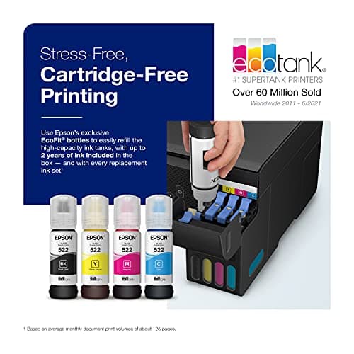 Epson EcoTank ET-2800 Wireless Color All-in-One Cartridge-Free Supertank with Scan and Copy, The Ideal Basic Home Printer - Black