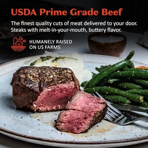 MeatWorks USDA Prime 8 Steak Assortment Box - (4 x (12 oz.) Ribeye, 2 x (12 oz.) NY Strip, 2 x (8 oz.) Filet Mignon) - Steak Gifts for Men