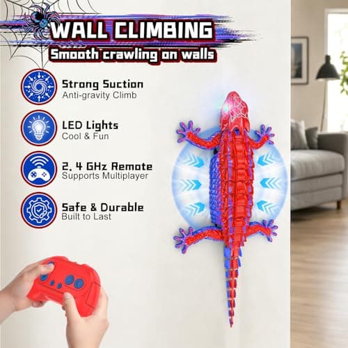 360° Rotating RC Stunt Car with Light, Wall Crawler Lizard Toys for 3-12 Year Old Boys Girls Kids Toys RC Wall Climbing Gecko, Rechargeable Remote Control Robot for Kids B0GYWVLG6M