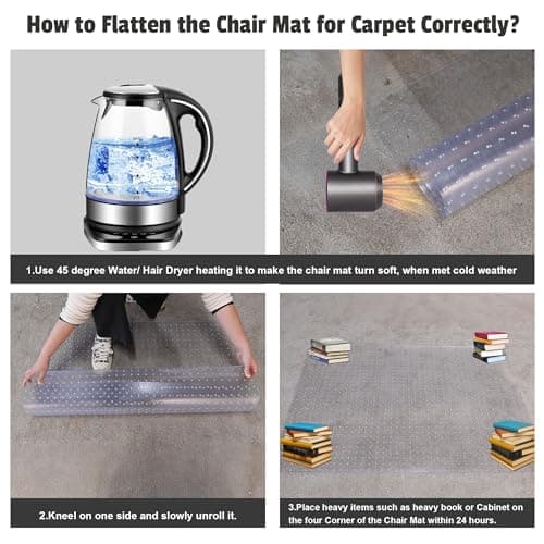 Office Chair Mat for Low Pile Carpet, 30" x 48" Transparent Office Desk Chair Mat for Carpeted Floors, Studded Carpet Floors Protector Mat for Home & Offices