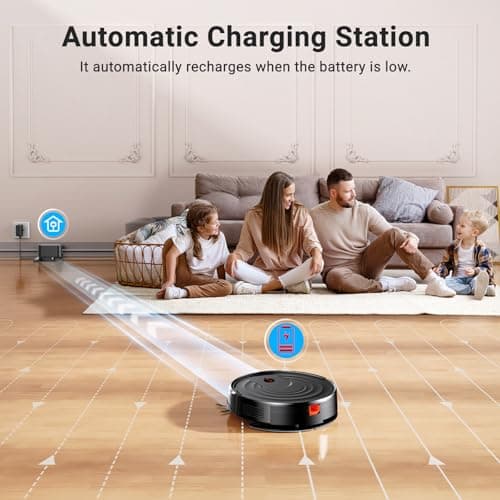 Robot Vacuum and Mop Combo, Robotic Vacuum Cleaner 5000Pa Strong Suction 130 Mins Runtime, Slim, Low Noise, Automatic Self-Charging, Wi-Fi/App/Alexa Control, Ideal for Hard Floor, Carpet, Pet Hair