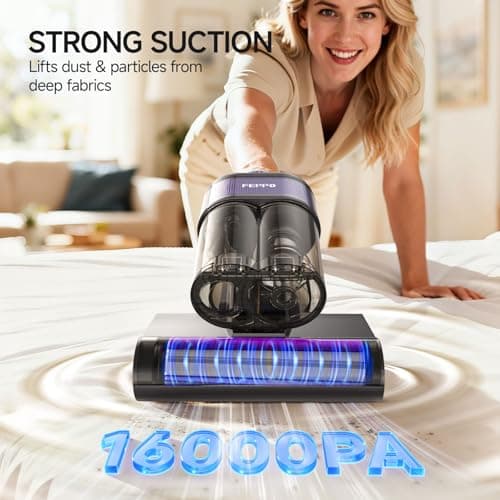 FEPPO Mattress Vacuum Cleaner, 4-in-1 Bed Vacuum Cleaner PRO, 16KPa Handheld Vacuums with 253.7nm UV-C Light, 40,000 Beats/Min Tapping, 140°F Hot Air, HEPA Filter for Bed, Sofa, Crib(Corded, 550W)