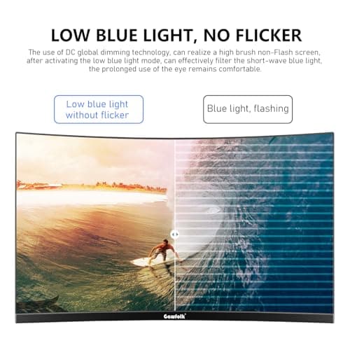 Gawfolk 24.5 Inch Gaming Curved Monitor Built-in Speakers, 3000R 120Hz PC Screen Full HD 1080P, HDMI 2.0, VGA, Wall Mount Compatible 75 * 75mm