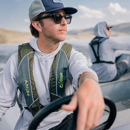 Onyx A/M-24 Automatic/Manual Inflatable Life Jacket, U.S. Coast Guard Approved, Low Profile, Compact Design, Manual Convertible Inflation Option