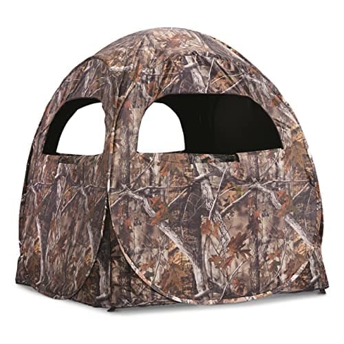 HuntRite Deluxe 4-Panel Spring Steel Hunting Blind; 2 Person Ground Tent for Deer and Turkey Season