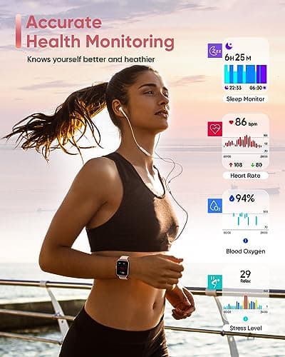 Fitpolo Fitpolo Smart Watch for Women Android & iPhone, Alexa Built-in [1.8" HD Screen] IP68 Waterproof Fitness Watch with Bluetooth Call (Answer/Make), Heart Rate/Sleep/SpO2 Monitor, 105 Sports Trackers