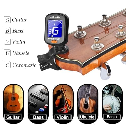 MOREYES Guitar Picks Capo Guitar Tuner Clip on for Acoustic Ukelele Bass Classical Guitar