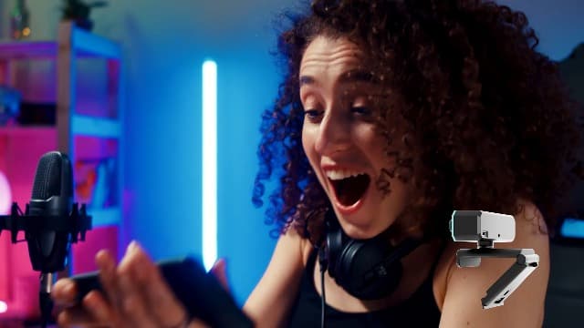 NBPOWER 1080P 60FPS Streaming Camera Webcam with Microphone and Fill RGB Light,Autofocus,Work with Laptop/Desktop Computer/Winsdows/Mac OS/PC Computer for Camera