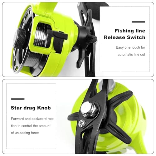 FREE FISHER Ice Fishing Reels 3.2:1 Gear Ratio Ultra Smooth 3+1Ball Bearings Strength CNC-machined Aluminum Inline Ice Fishing Reel with Left/Right Hand Retrieve