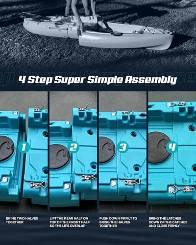 Reel Yaks Raptor Modular Fishing Kayak - 9.5ft Lightweight Sit On Top Kayak for Adults & Youth - Stable & Portable, Ideal Space-Saving Design for Travel - 380lbs Capacity