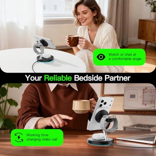 2026 3 in 1 Charging Station for Apple Compatible with Magsafe Charger Stand for iPhone 17 16 15 14 13 12 Wireless Charging Station for AirPods Wireless Charger for iWatch Series