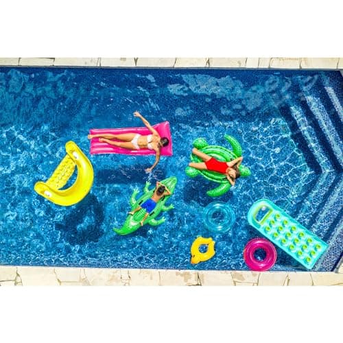 Intex 58859EP Sit 'N Float Inflatable Pool Float: Pool Lounge with Built-in Cup Holders – Heavy-Duty Handles – 220lb Weight Capacity – 58" x 39" – Colors May Vary