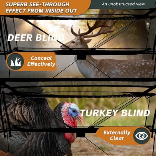 FUNHORUN Hunting Blind with Floor Mat, 360 Degree See Through Ground Blind with Carrying Bag, 2/3/4 Person Pop Up Camouflage Tent Portable Concealed Shelter