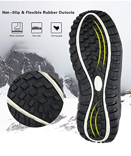 ROCKMARK Men's Winter Snow Boots Outdoor Warm Mid Calf Waterproof Durable Boot Non-Slip Warm Climbing Shoes