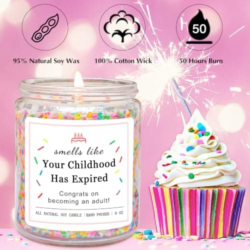 18 Year Old Birthday Gifts for Daughter, Friend, Sister, Niece, Creamy Vanilla with Sprinkles Homsolver 18th Birthday Gifts for Girls, 18th Birthday Decorations Candle B0DCB8F4K5
