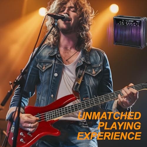 Ktaxon Electric Bass Guitar 4 String Bass Guitar with 20 Watt Amplifier, PJ Type Pickup, Naturally air-dried Maple Neck, Rosewood Fretboard, Basswood Body(Red)